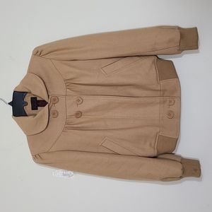 Via Wool Blend Bomber Women's Jacket Tan Size M